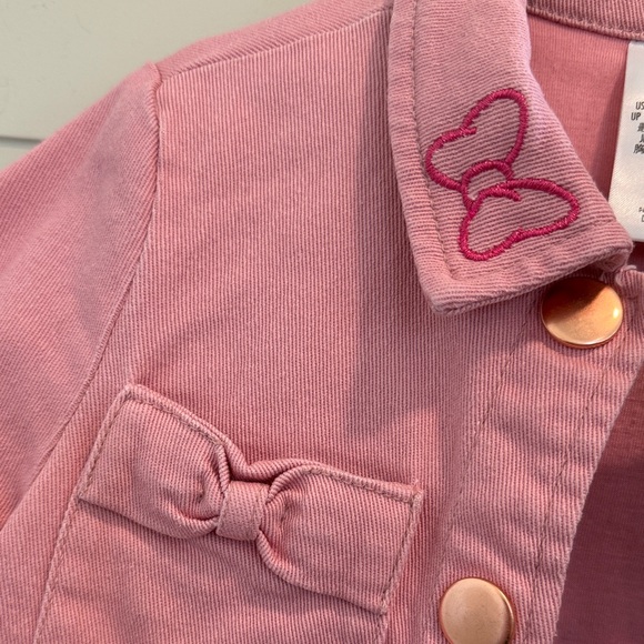 Disney Minnie Mouse Light Pink Denim Jacket with Bow Accents Size XS - Picture 3 of 12